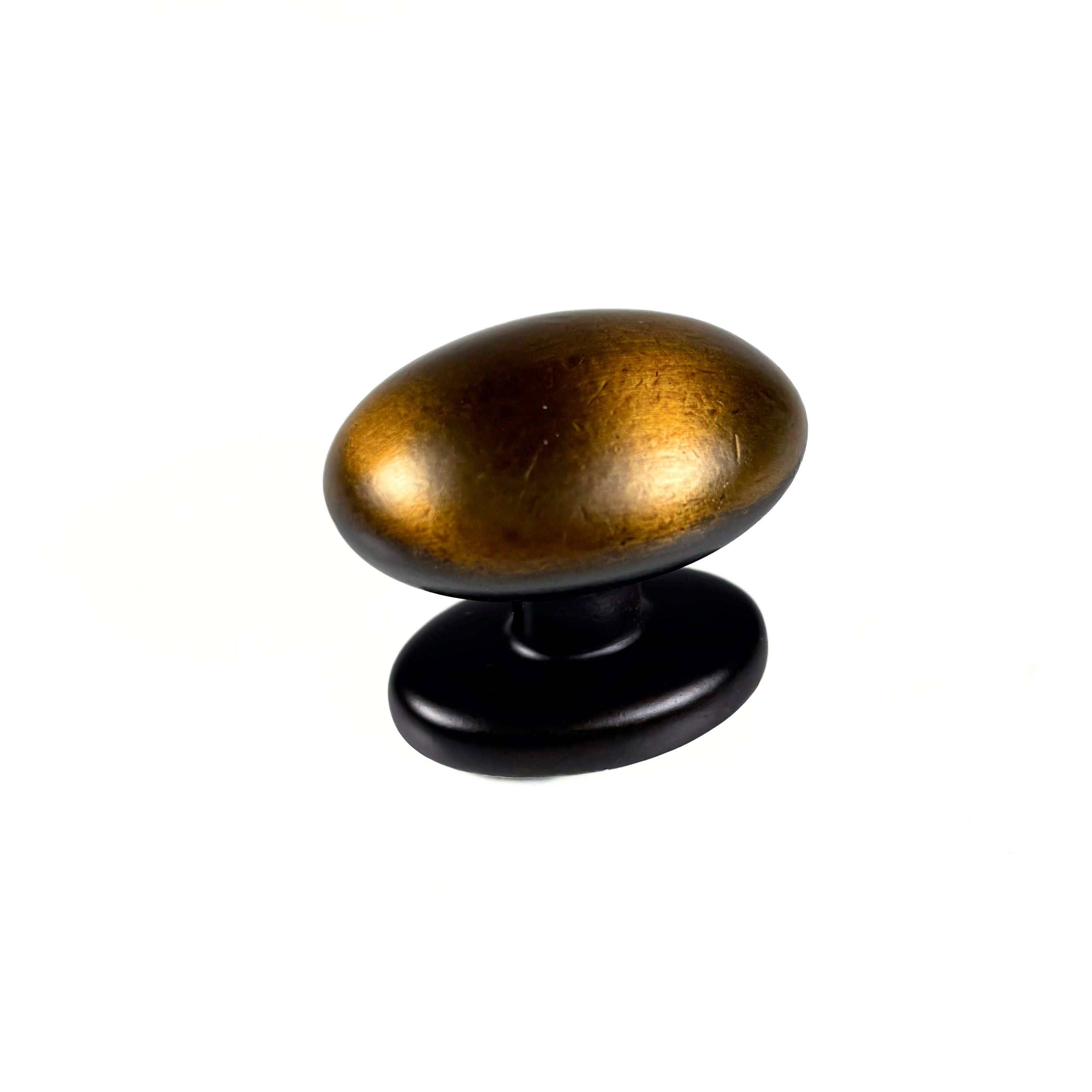 Egg Shaped Oval Knob 1-11/32 Inch Antique Brass