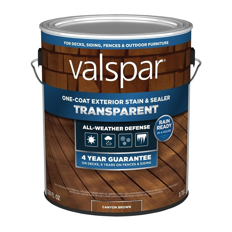 Valspar VL1028078-16 Stain and Sealer, Transparent, Canyon Brown, Liquid, 1 gal (Pack of 4)