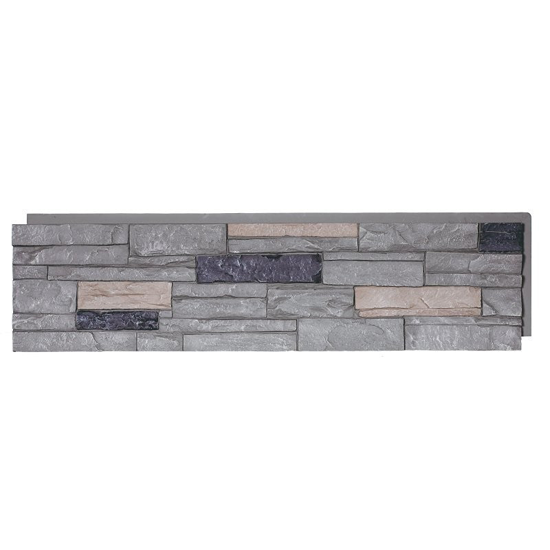 DuraKwik Stone 308RBP Siding Panel, 13 in L, 48 in W, 2 in Thick, Interlocking Edge, Ledgestone Profile, Rocky Boulder