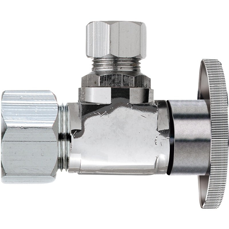 Plumb Pak PP123PCLF 1/2in 1/4 Turn Angle Shut Off Valve, 1/2in NOM COMP (5/8in OD) x 1/4in OD Icemaker