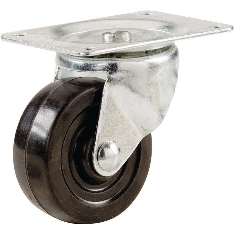 Shepherd Hardware 9787 Swivel Caster, 5 in Dia Wheel, 1-1/4 in W Wheel, Rubber Wheel, 200 lb
