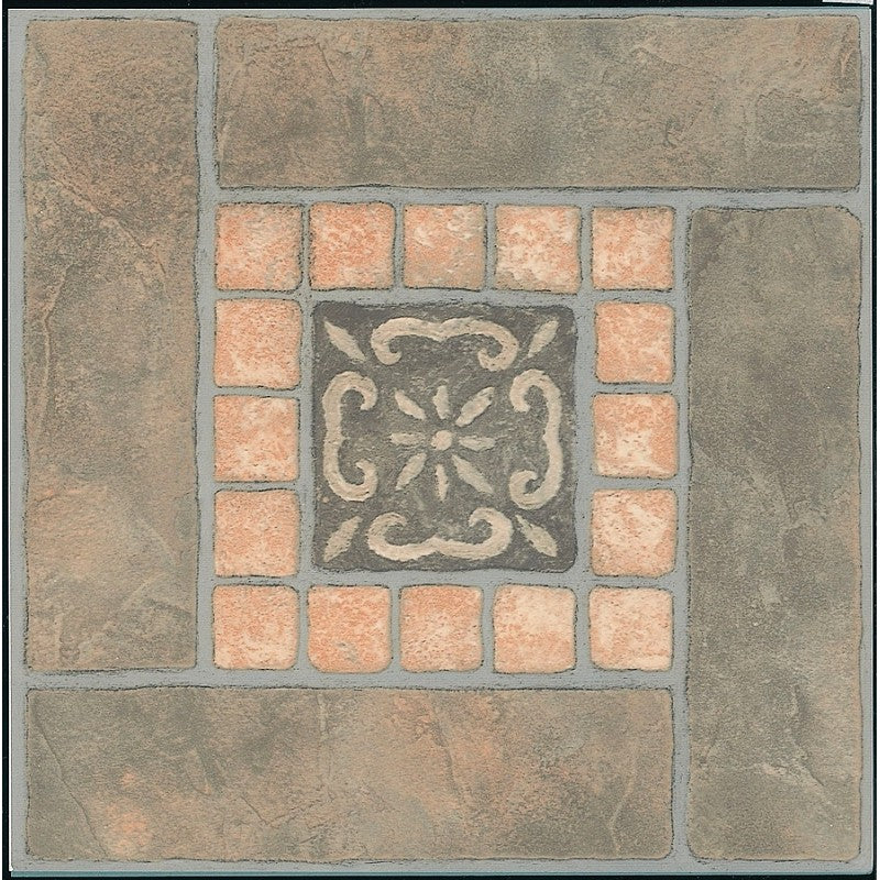 ProSource CL3267 Vinyl Floor Tile, 12 in L Tile, 12 in W Tile, Square Edge, Slate Inlay