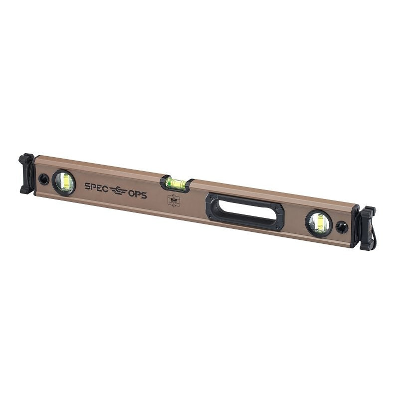 Spec Ops SPEC-LEVEL24 Box Beam Level, 24 in L, 3-Vial, Aluminum, Black/Flat Dark Earth