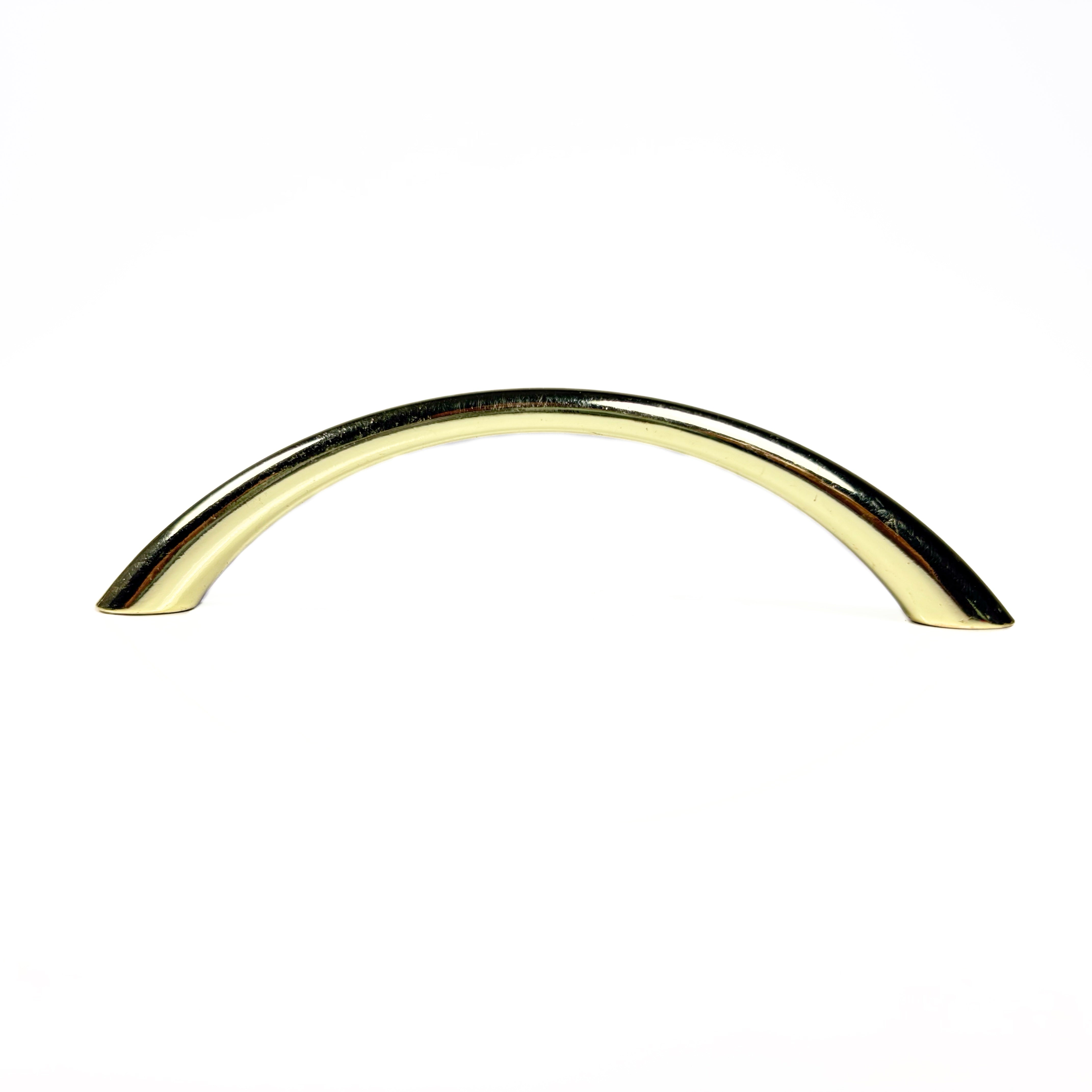 Arched Cabinet And Door Pull 3-3/4 Inch Centers Die Cast Bright Brass