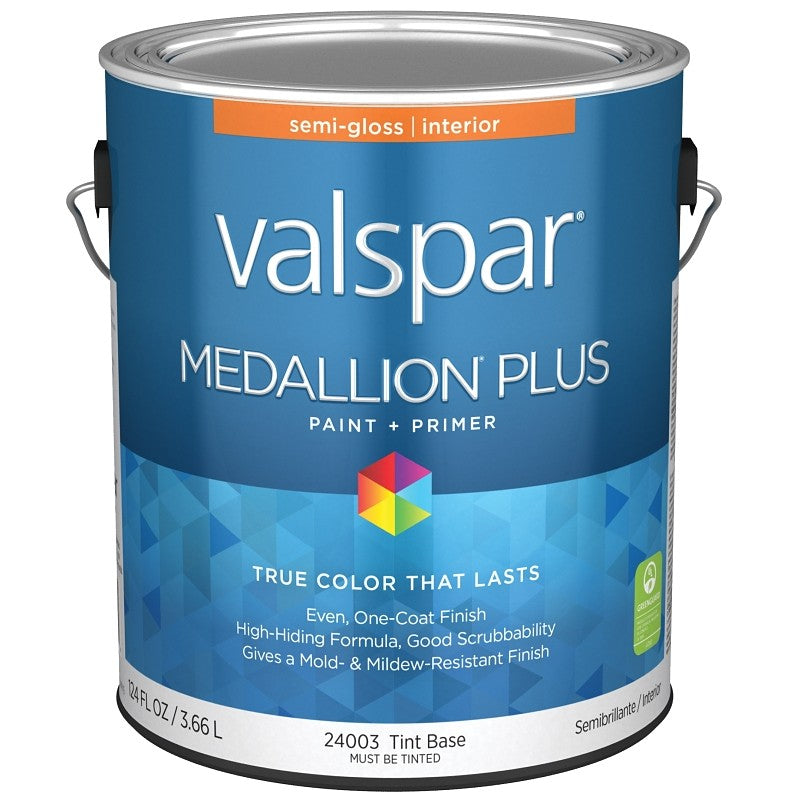 Valspar Medallion Plus 2700 028.0024003.007 Latex Paint, Acrylic Base, Semi-Gloss Sheen, Tint Base, 1 gal (Pack of 4)