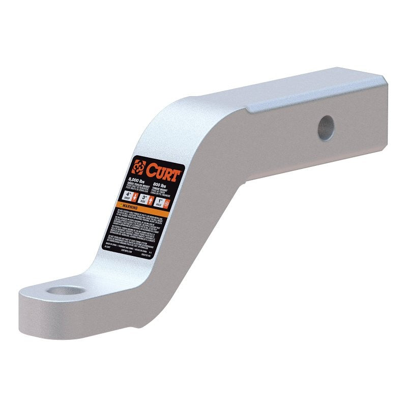 Curt 45361 Ball Mount, 8-1/2 in L, 4 in Drop, 3 in Rise, Class 3 Hitch, 1 in Dia Hitch Ball, Aluminum