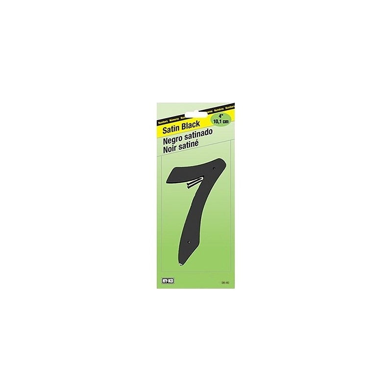Hy-Ko BK-40/7 House Number, Character: 7, 4 in H Character, Black Character, Zinc (Pack of 5)