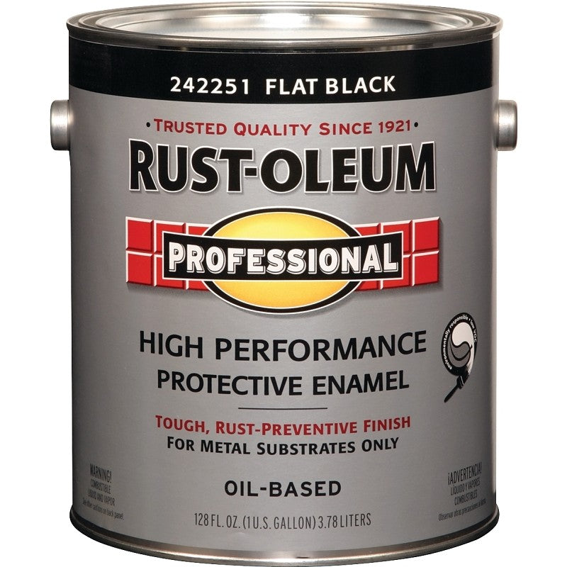 RUST-OLEUM PROFESSIONAL 242251 Protective Enamel, Flat, Black, 1 gal Can (Pack of 2)