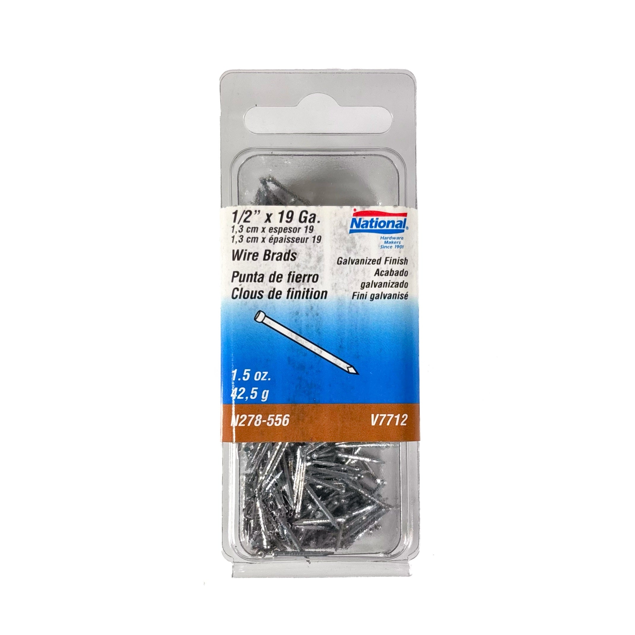 Wire Brads 19 Gauge By 1/2 Inch Galvanized Finish