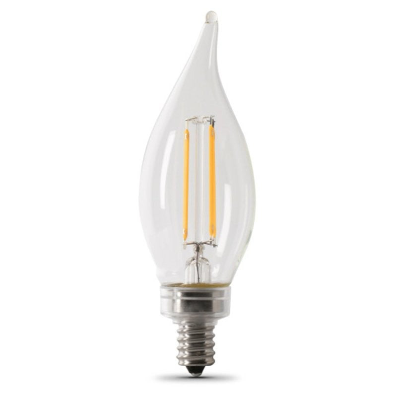 Feit Electric BPCFC100950CAFIL/2 LED Light Bulb, 1000 Lumens, 10 W, Bent Tip Lamp, 100 W Equivalent, Dimmable, Clear
