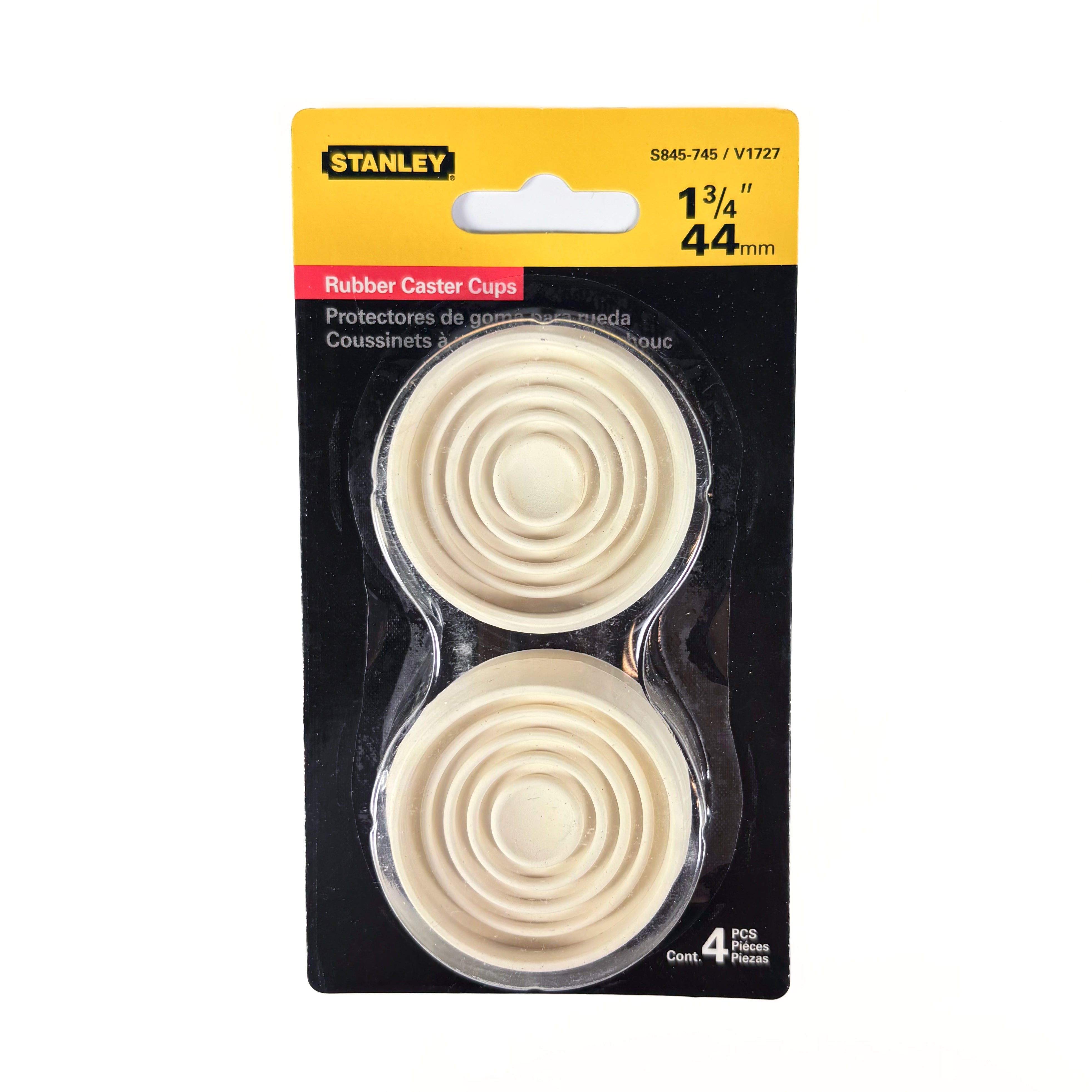 Rubber Grip Caster Cups 1-3/4 Inch Round Natural White 4 Pack