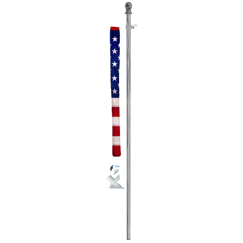 Valley Forge AA99090 Flag Kit, Includes: 5 ft Aluminum Pole, 2-Position Plastic Bracket with Screw