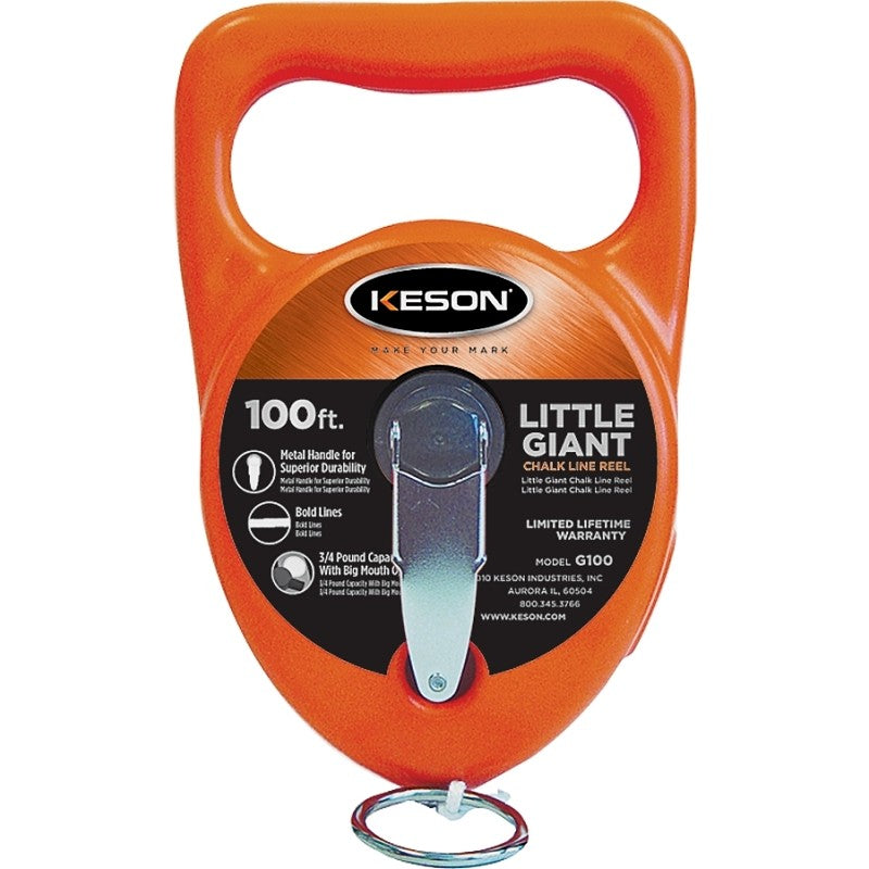 Keson G100 Chalk Line Reel, 12 oz Chalk Capacity, 100 ft L Line