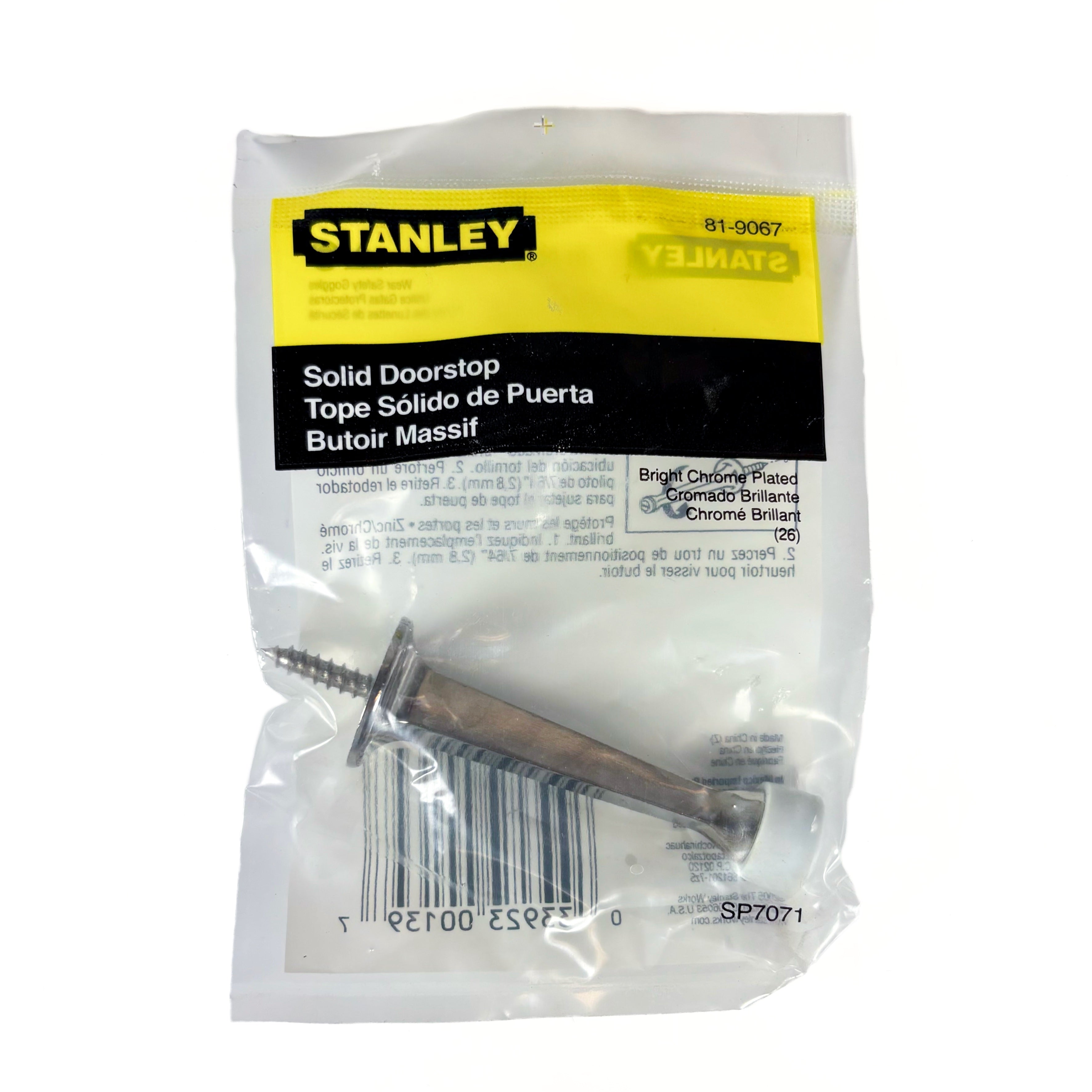 Square Taper Door Stop 3 Inch Chrome