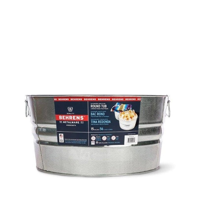Behrens 2S Wash Tub, 15 gal Capacity, Galvanized Steel