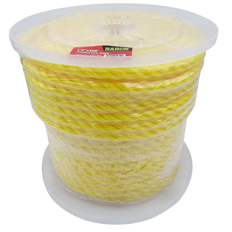 Baron 54610 Rope, 1/2 in Dia, 200 ft L, Polypropylene, Yellow