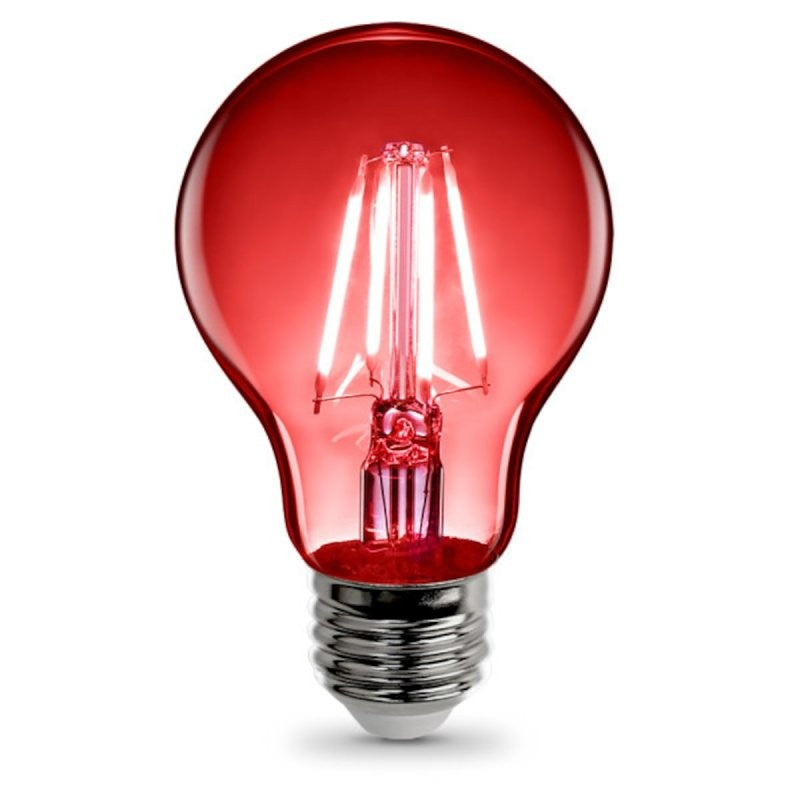 Feit Electric A19/TR/LED LED Bulb, General Purpose, A19 Lamp, E26 Lamp Base, Dimmable, Clear, Red Light