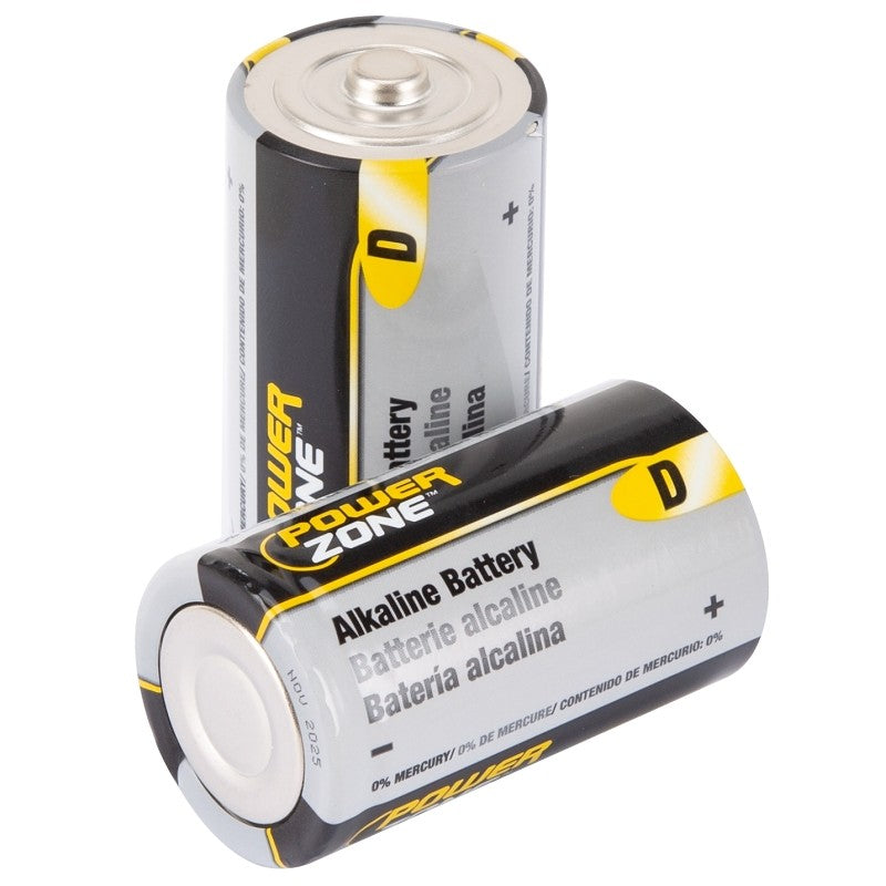 PowerZone LR20-4P-DB Battery, 1.5 V Battery, D Battery, Zinc, Manganese Dioxide, and Potassium Hydroxide (Pack of 8)