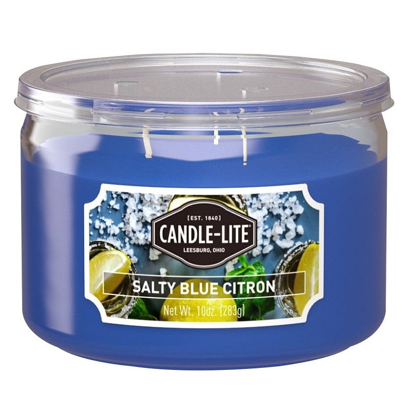 Candle-Lite 18791270 Jar Candle, 10 oz Candle, Salty Blue Citron Fragrance, Up to 40 hr Burning (Pack of 4)