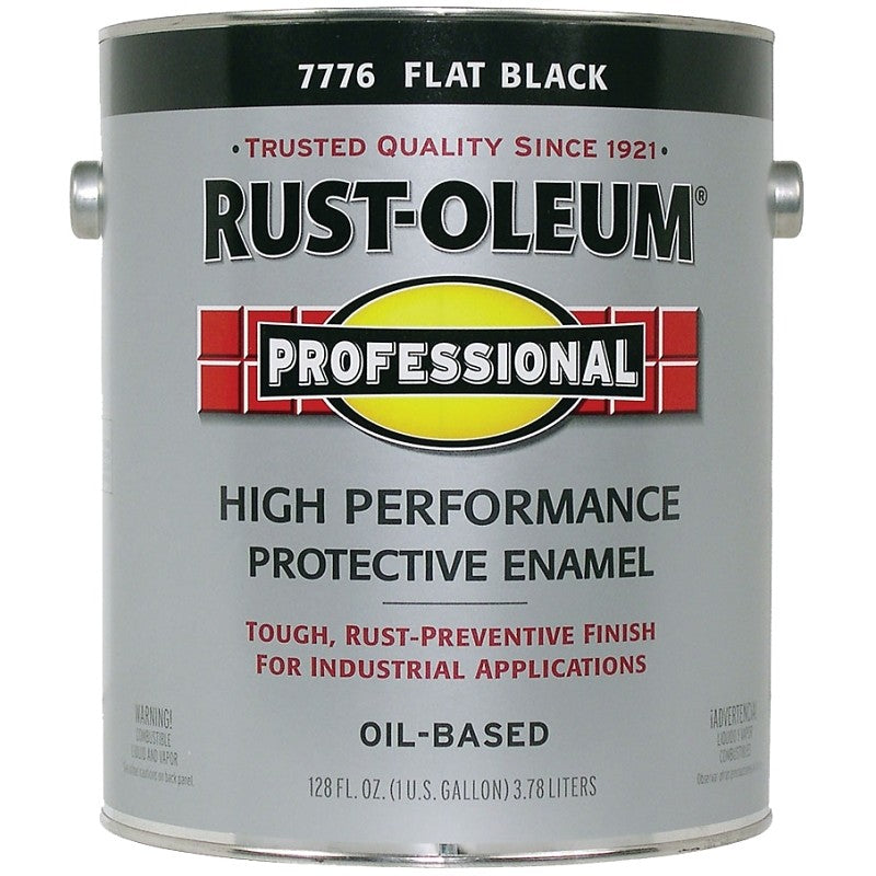 Rust-Oleum 7776402 Enamel Paint, Oil, Flat, Black, 1 gal, Can, 230 to 390 sq-ft/gal Coverage Area
