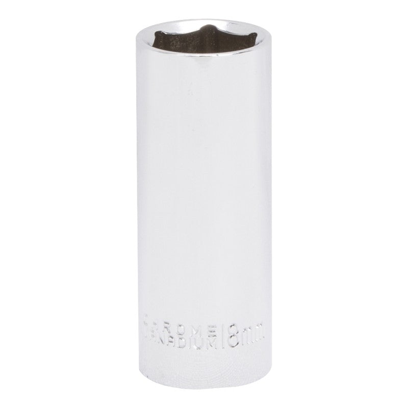 Vulcan MT6507165 Drive Socket, 18 mm Socket, 3/8 in Drive, 6-Point, Chrome Vanadium Steel, Chrome