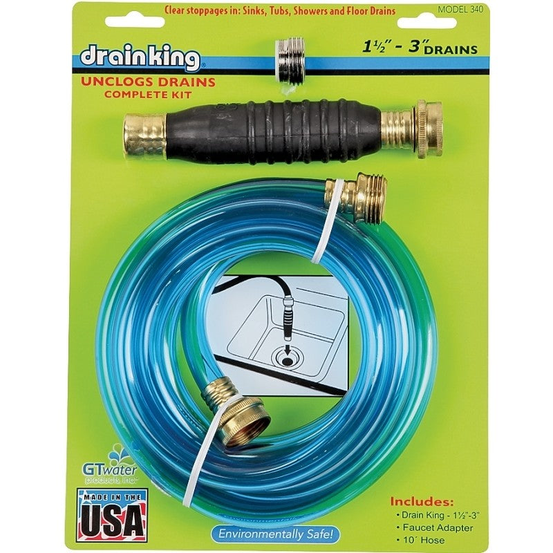 Drain King 340 Drain Opener/Cleaner, 50 to 80 psi Pressure, 1-1/2 to 3 in Drain