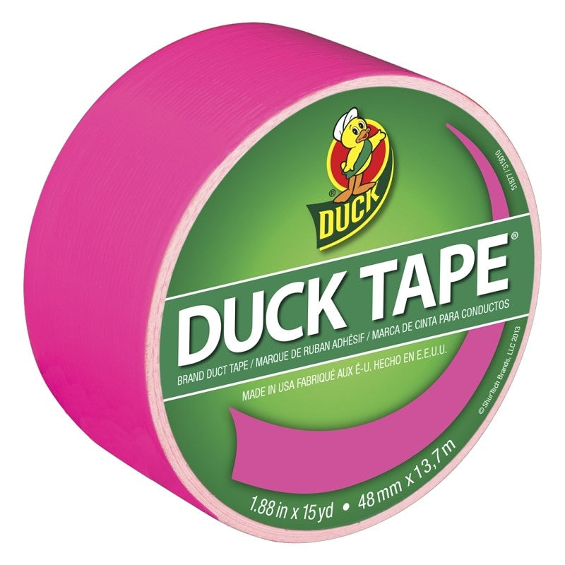 Duck 1265016 Duct Tape, Neon Pink, 8 mil Thick, 15 yd L, 1.88 in W
