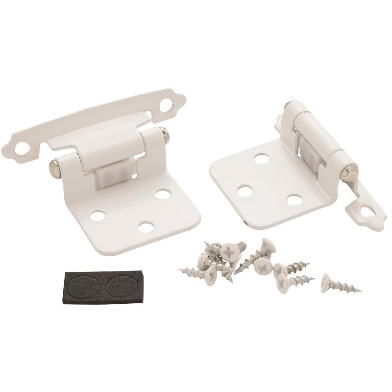 Amerock BPR3429W Variable Overlay Self Closing Face Mount White Cabinet Hinge, 3/8 in Inset, 2-3/4 in L x 1-3/4 in W, 1 pair