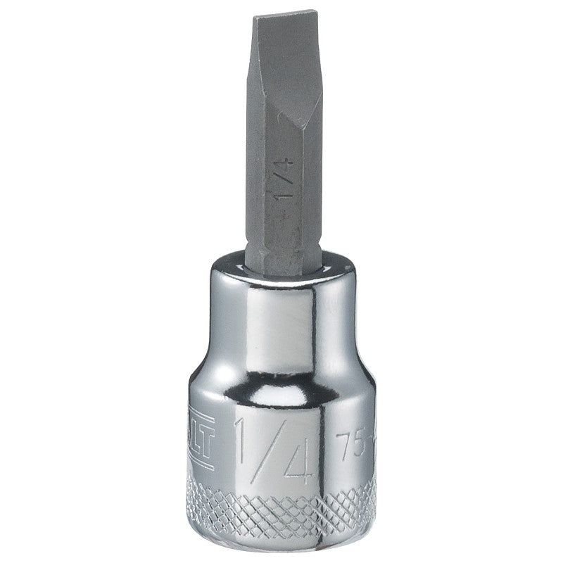 DEWALT DWMT75452OSP Slotted Screwdriver Bit Socket, 1/4 in Tip, 3/8 in Drive, Polished Chrome Vanadium
