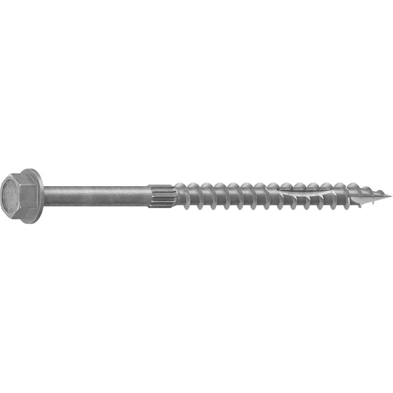 Camo 0368204 Structural Screw, 1/4 in Thread, 4 in L, Hex Head, Hex Drive, Sharp Point, Hot-Dipped Galvanized, 50