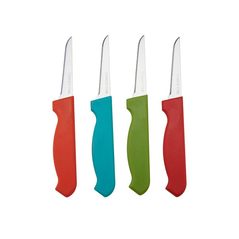 Farberware 5215732 Paring Knife Set, 4-Piece, Plastic/Stainless Steel, Assorted (Pack of 6)