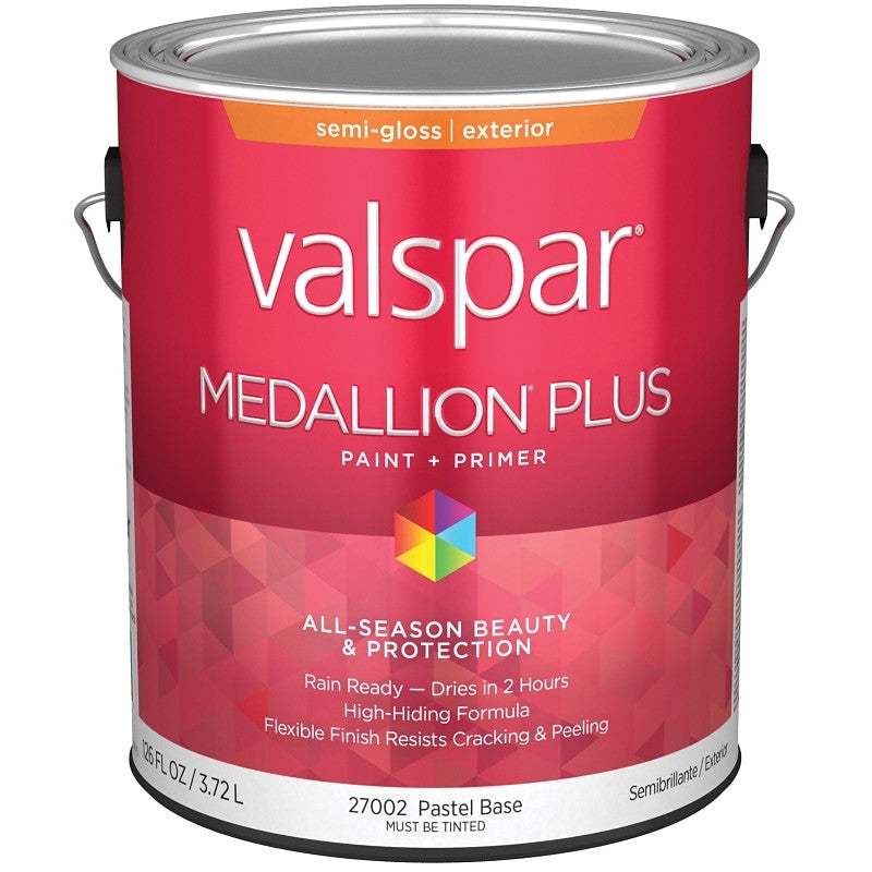 Valspar Medallion Plus 2600 028.0027002.007 Latex Paint, Acrylic Base, Semi-Gloss Sheen, Pastel Base, 1 gal (Pack of 4)