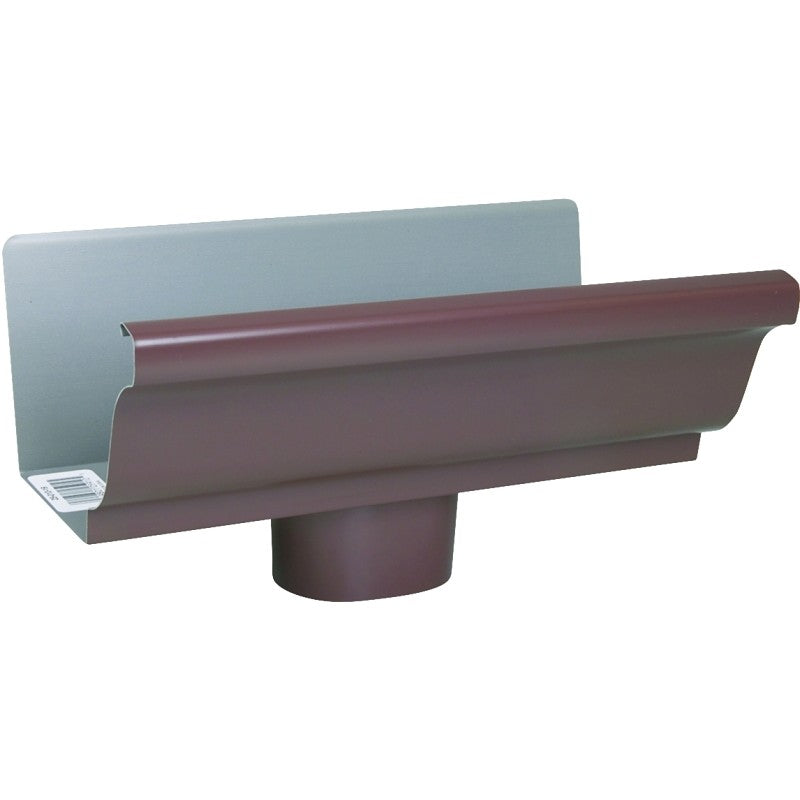 Amerimax 2501019 Gutter End with Drop, 2 in W, Aluminum, Brown, For: 5 in K-Style Gutter System