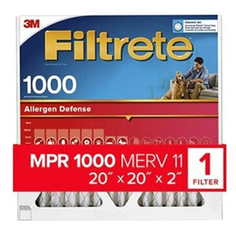 Filtrete Allergen Defense NADP02-2IN-4 Air Filter, 20 in L, 20 in W, 11 MERV, 1000 MPR, Polypropylene Frame (Pack of 4)