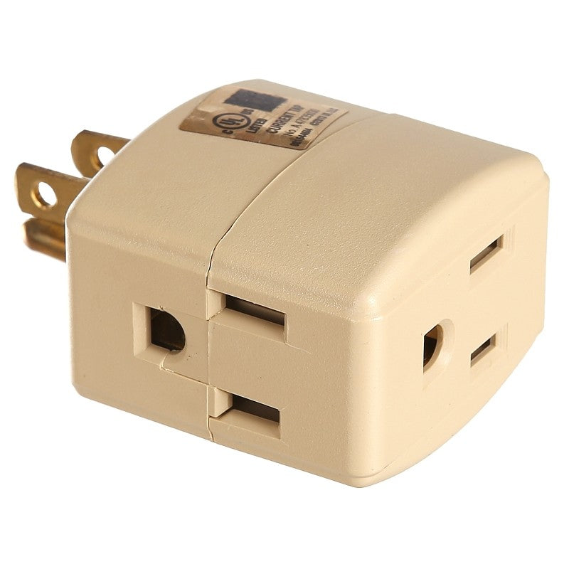 Eaton Wiring Devices 1482V-BOX Outlet Tap, 2-Pole, 15 A, 125 V, 3-Outlet, NEMA: NEMA 1-15R, Ivory