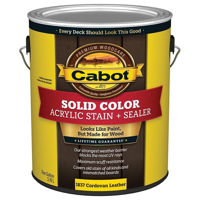 Cabot 1800 Series 140.0001837.007 Solid Color Decking Stain, Low-Lustre, Cordovan Brown, Liquid, 1 gal, Can (Pack of 4)