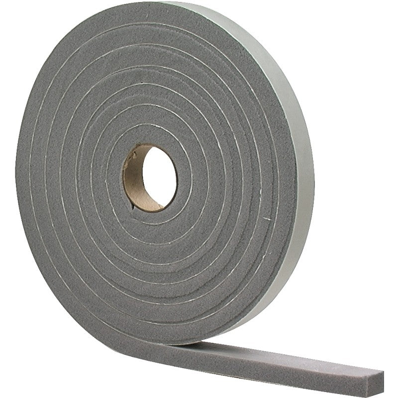 M-D 02238 Foam Tape, 1/4 in W, 17 ft L, 1/8 in Thick, PVC, Gray