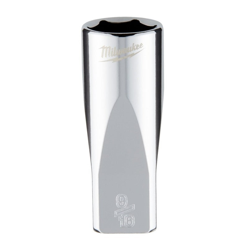 Milwaukee 45-34-9021 Socket, 9/16 in Socket, Deep Socket, 2.559 in OAL, 1/4 in Drive, 6-Point, Chrome Vanadium Steel