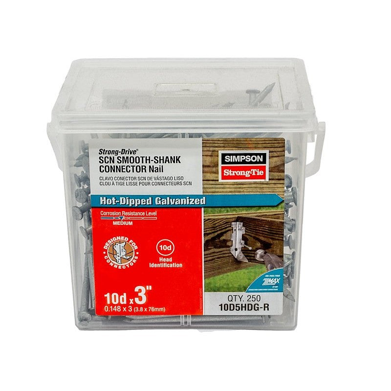 Simpson Strong-Tie SCN Series 10D5HDG-R Connector Nail, 5 lb Package, 10D Penny, 3 in L, Full Round Head, 9 ga, 250/PK
