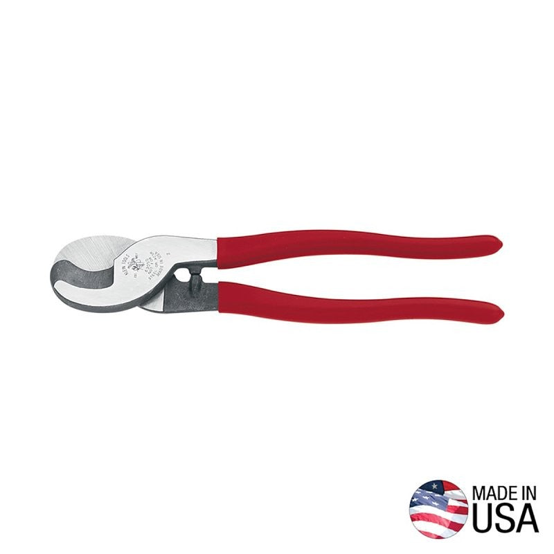 Klein Tools 63050 Cable Cutter, 9-1/2 in OAL, Steel Jaw, Cushion-Grip Handle, Red Handle