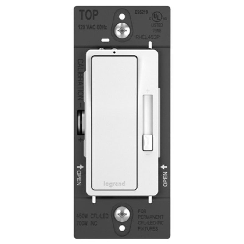 Legrand RHCL453PTCCCV6 Dimmer, 5.5 A, 120 VAC, 450, 703 W, CFL, Incandescent, LED Lamp
