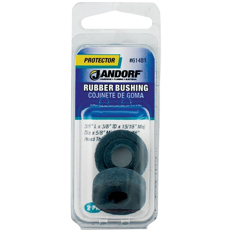 Jandorf 61481 Conduit Bushing, 3/8 in Dia Cable, Rubber, Black, 5/16 in Thick Panel