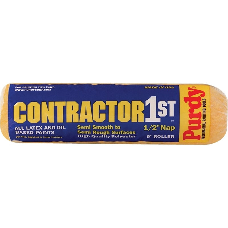 Purdy Contractor 1st 144688093 Roller Cover, 1/2 in Thick Nap, 9 in L, Polyester Cover