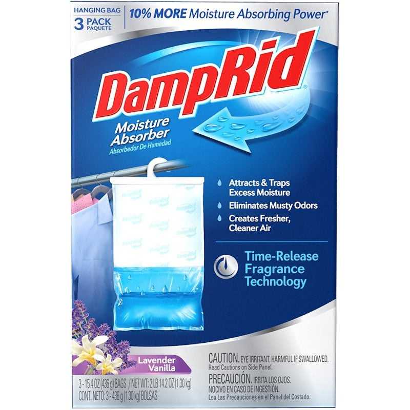 DampRid FG83LV Moisture Absorber, 14 oz, Pellet, Lavender Vanilla
