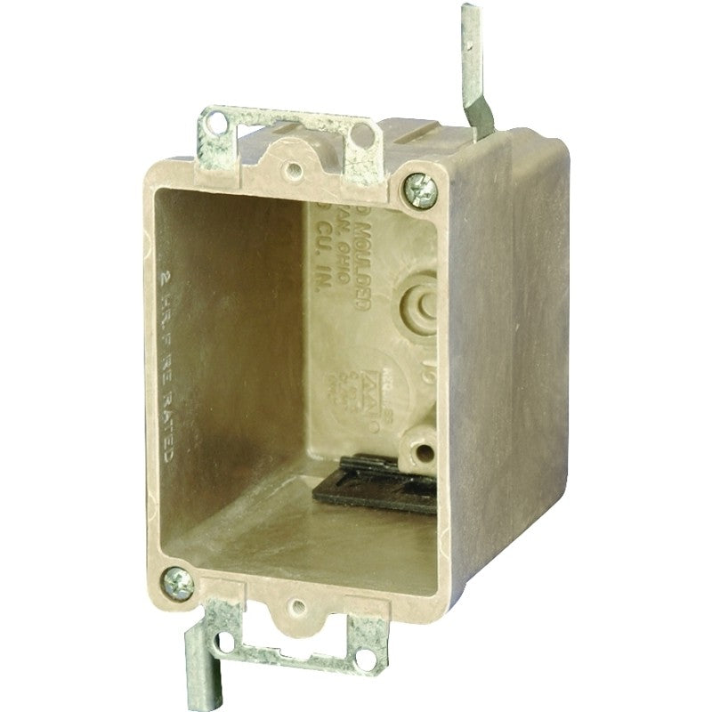 fiberglassBOX 9363-EWK Electrical Box, 1 -Gang, Fiberglass Reinforced Polyester BMC, Beige/Tan, Bracket Mounting