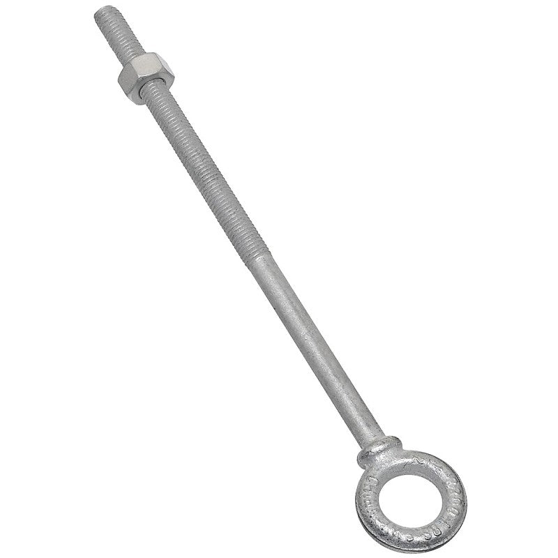 National Hardware N245-183 Eye Bolt, 1/2-13 Thread, 5-7/8 in L Thread, 1 in ID x 1-3/4 in OD Dia Eye, 10 in L Shank