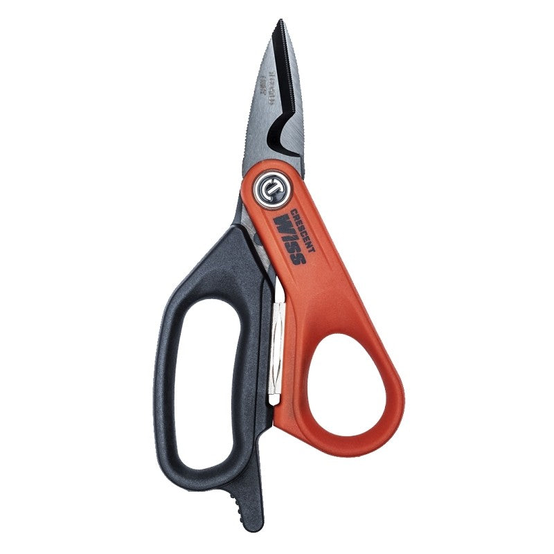 Crescent Wiss CW5T Electrician's Data Shear, 6 in OAL, Ergonomic, Soft Textured Grip Handle, TPR Handle