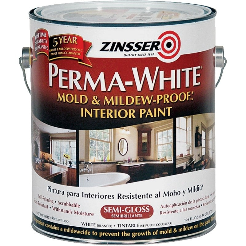 Zinsser 02761 Kitchen and Bath Paint, Semi-Gloss, White, 1 gal, Can, Water (Pack of 2)