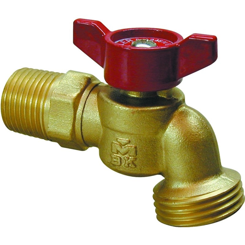 B & K 103-054HN Hose Bibb, 3-1/10 in L, 3/4 x 3/4 in, MPT x Male Hose, 125 psi, Brass Body, Antique