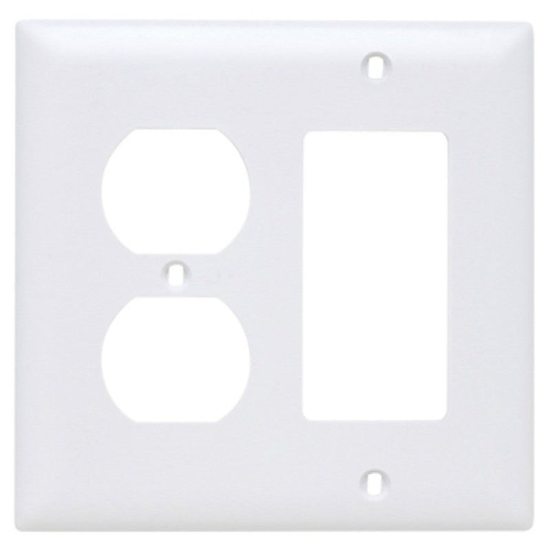 Legrand TradeMaster TP826WCC12 Combination Wallplate, 4.68 in L, 4-3/4 in W, 2 -Gang, Nylon, White